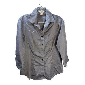 Coldwater Creek Womens‎ No-Iron Button-Up Shirt XS 4-6 Gray
